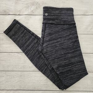 Lululemon Leggings Size 6 Soft Cotton Full Length Black Gray Excellent Condition